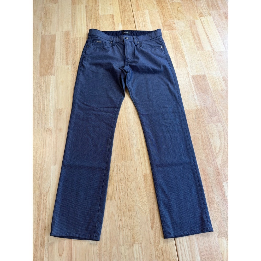 Hugo Boss Men's Blue Micro Check Slim Fit 5 Pocket Trousers Pants 30/32